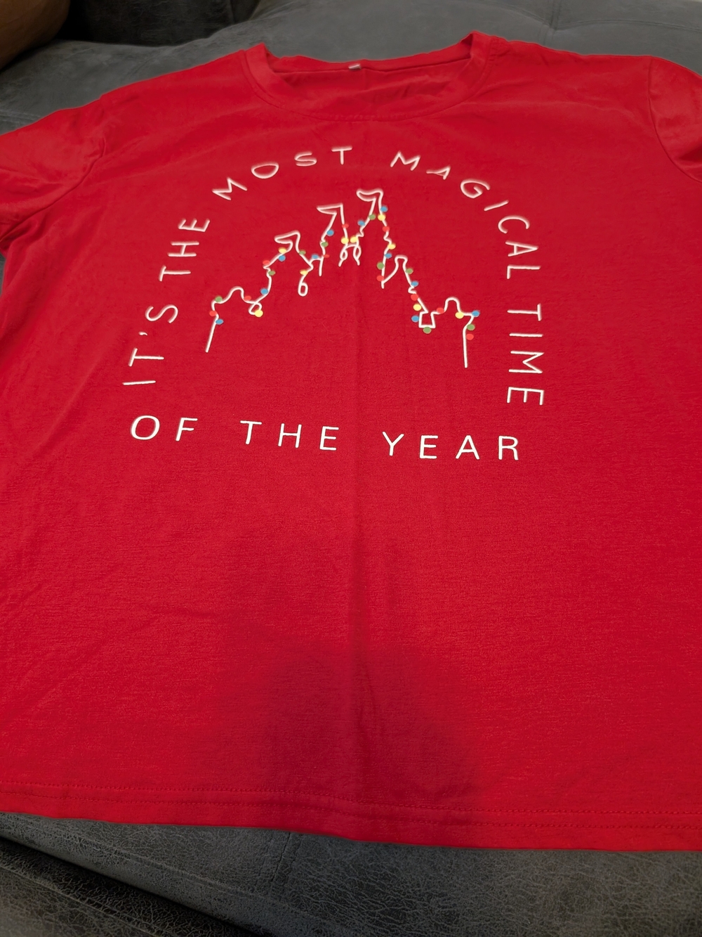 Women's Red Disney Holiday Graphic Tee